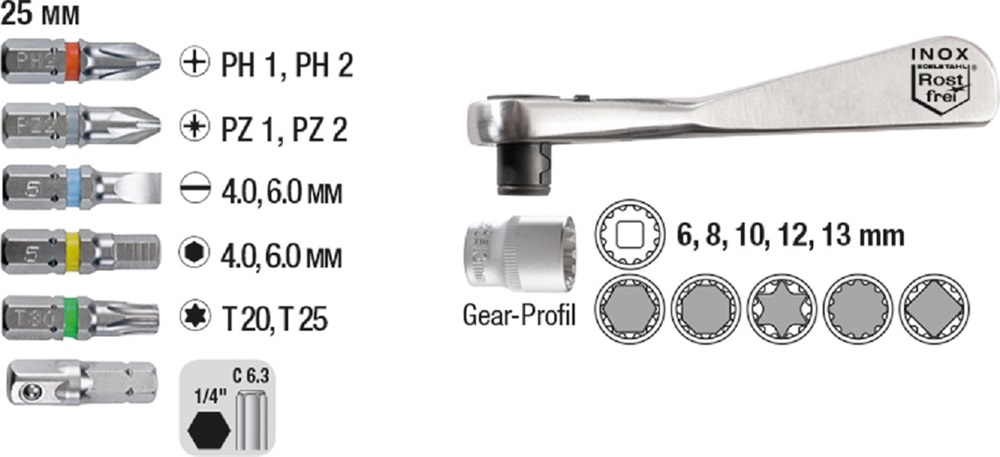 KWB 49118900 PROFI CrV acél TQ60 17 db-os bit és dugókulcs készlet
