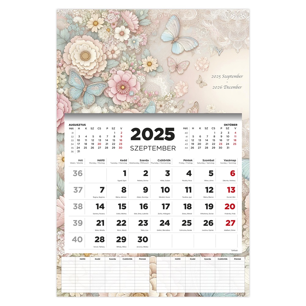 Kalendart 2025/2026 Vintage 16 havi diák falinaptár
