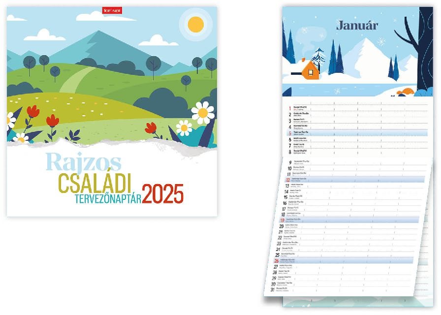 Kalendart 2025 T098 Családi tervező rajzos falinaptár