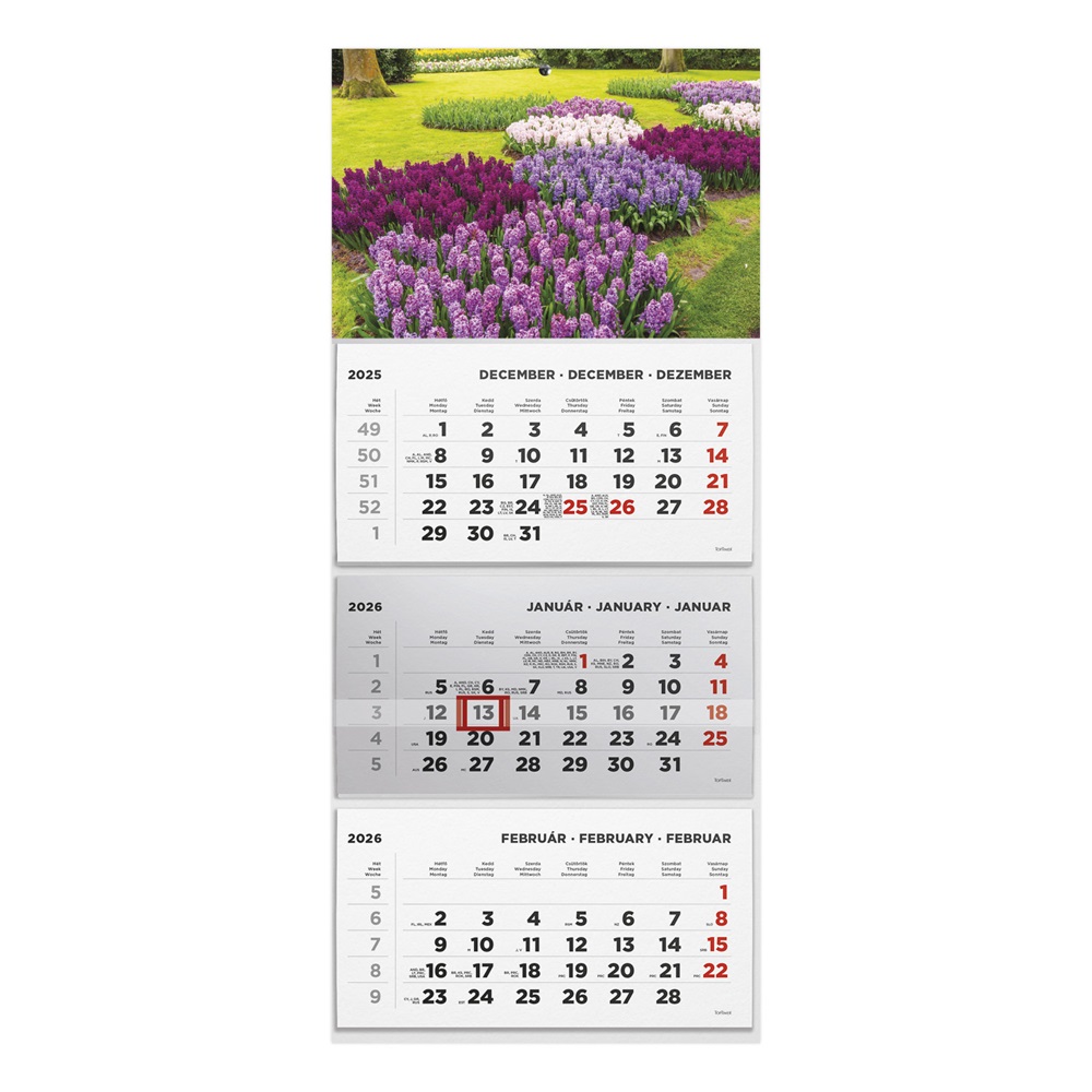 Kalendart 2026 T074 3 tömb Kert mintás speditőrnaptár