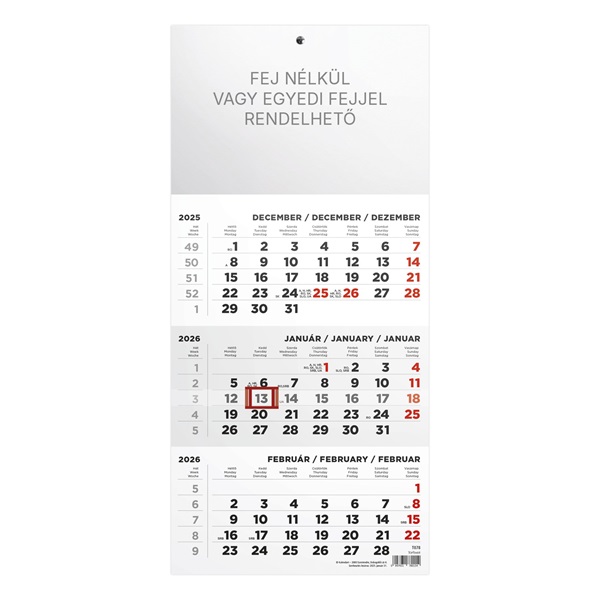 Kalendart 2026 T078 1 tömb fej nélkül speditőrnaptár