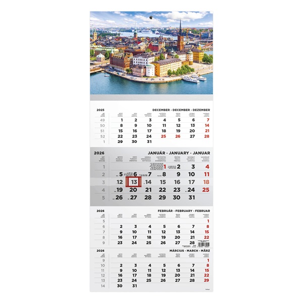 Kalendart 2026 T079 4 havi Város mintás speditőrnaptár