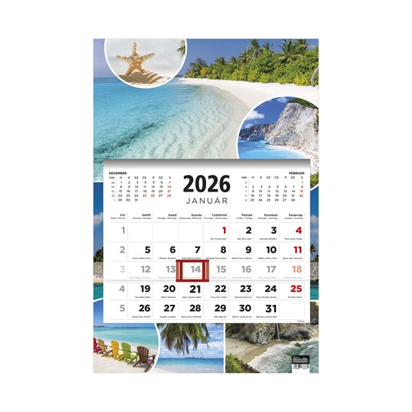 Kalendart 2026 T081 1 tömb Beach mintás speditőrnaptár