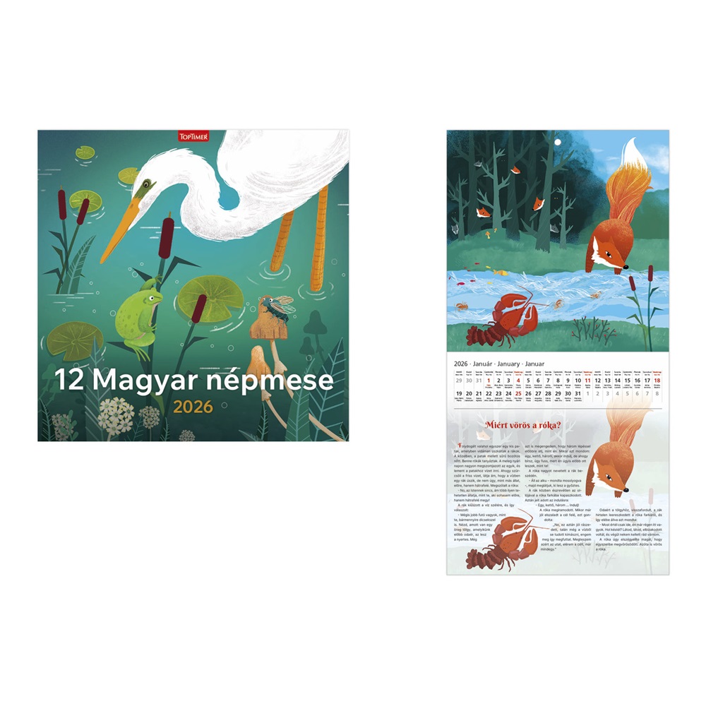 Kalendart 2026 T098 12 magyar népmese falinaptár