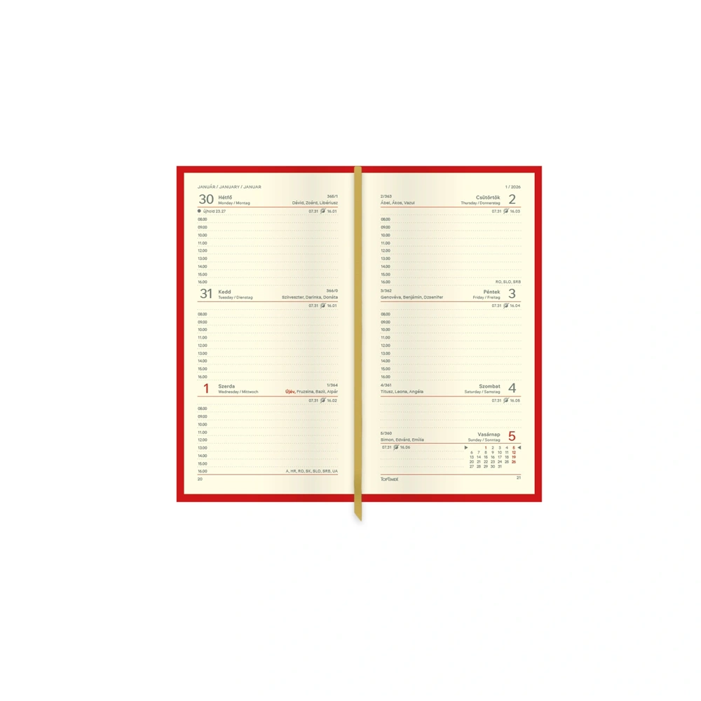 Kalendart Classic 2026 C035 zöld heti beosztású álló zsebnaptár