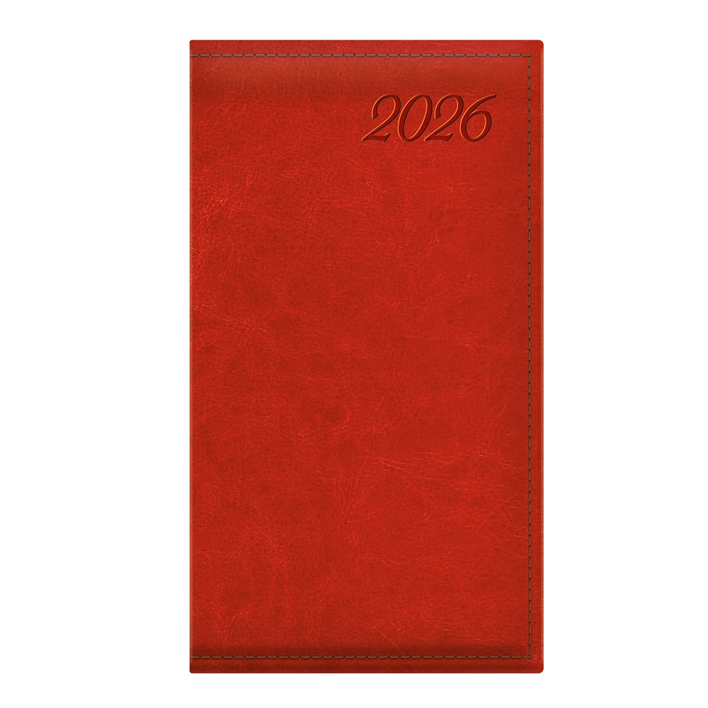 Kalendart Image 2026 I035 piros heti beosztású álló zsebnaptár