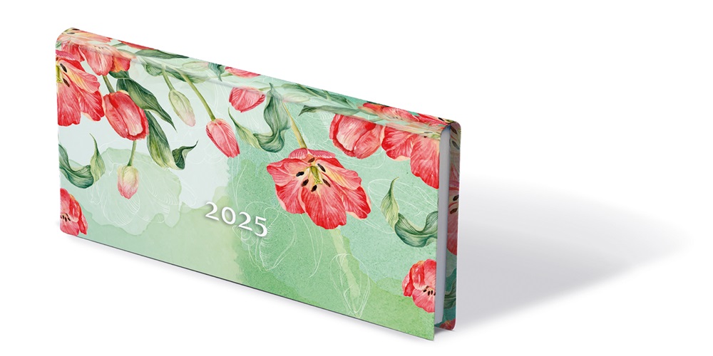 Kalendart Joy 2025 J030 Tulipán heti beosztású fekvő zsebnaptár