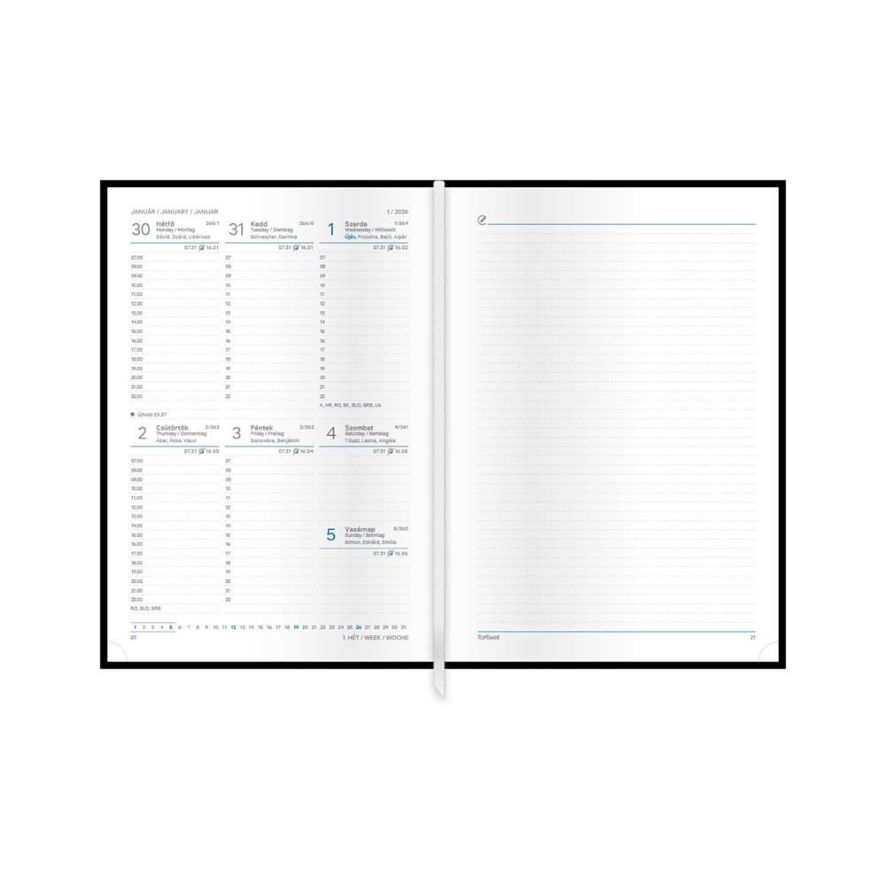 Kalendart Joy 2026 J015 A5 Velence heti beosztású határidőnapló