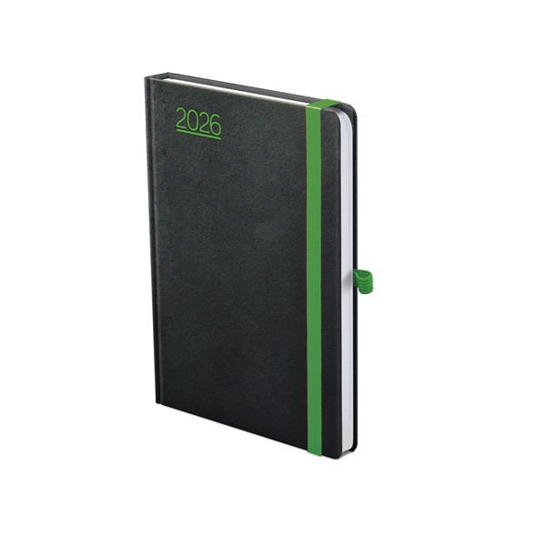 Kalendart Nero 2026 N012 B6 heti beosztású fekete-zöld határidőnapló