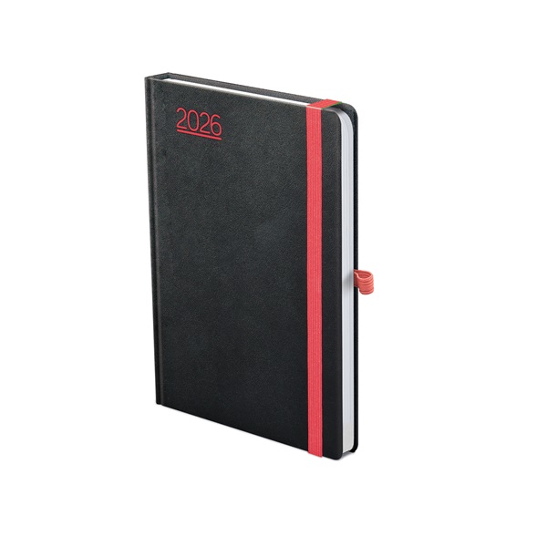 Kalendart Nero 2026 N015 A5 heti beosztású fekete-piros határidőnapló