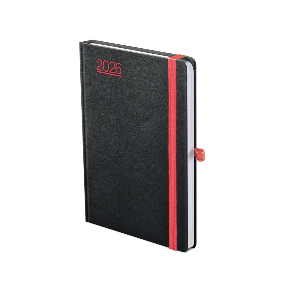 Kalendart Nero 2026 N015 A5 heti beosztású fekete-piros határidőnapló