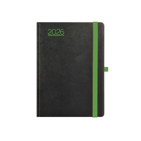 Kalendart Nero 2026 N015 A5 heti beosztású fekete-zöld határidőnapló
