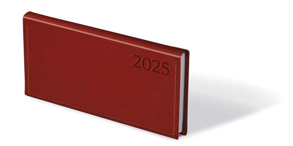 Kalendart Traditional 2025 T030 bordó heti beosztású fekvő zsebnaptár