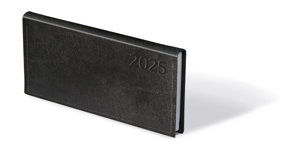Kalendart Traditional 2025 T030 fekete heti beosztású fekvő zsebnaptár