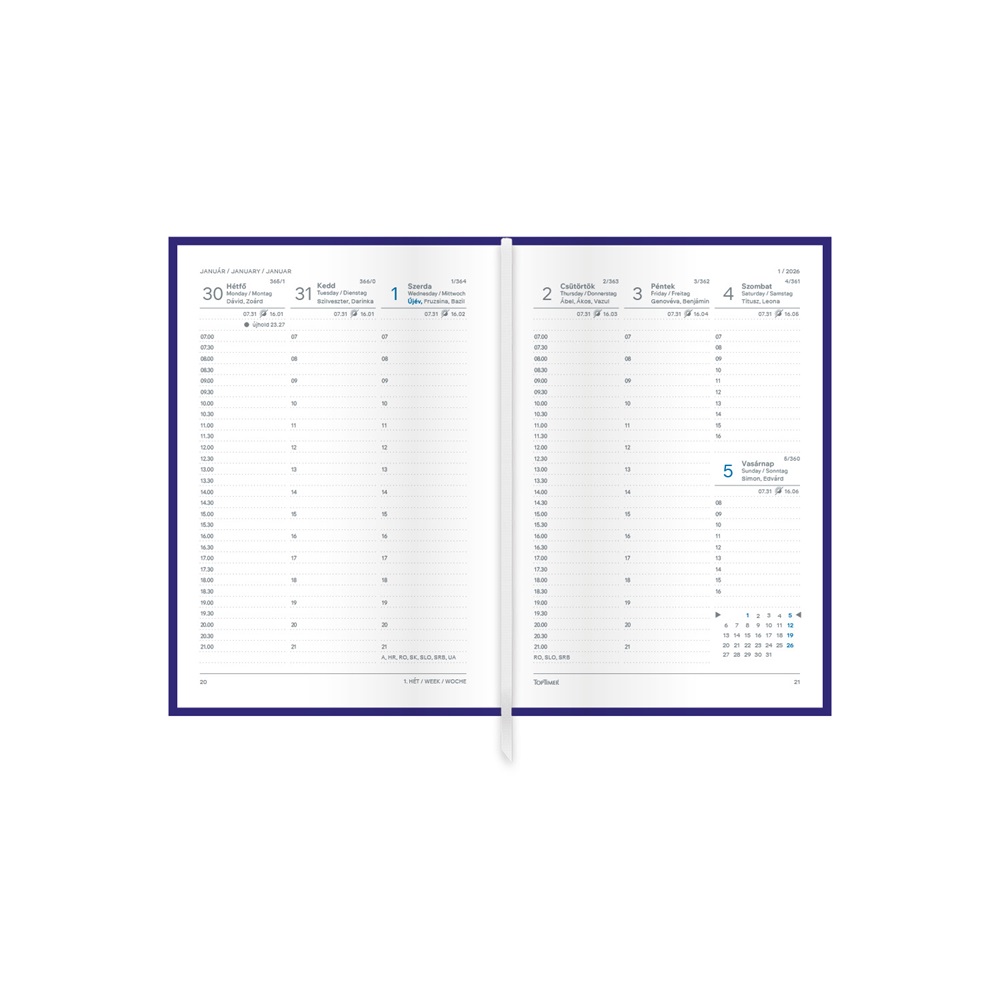 Kalendart Traditional 2026 T012 B6 heti beosztású zöld határidőnapló