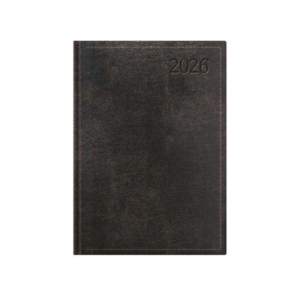 Kalendart Traditional 2026 T022 B6 napi beosztású fekete határidőnapló