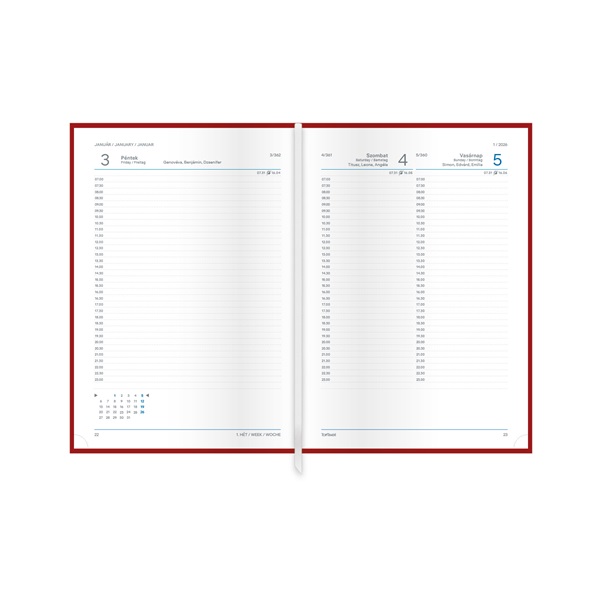 Kalendart Vario 2026 V021 A5 napi beosztású kék-sárga határidőnapló