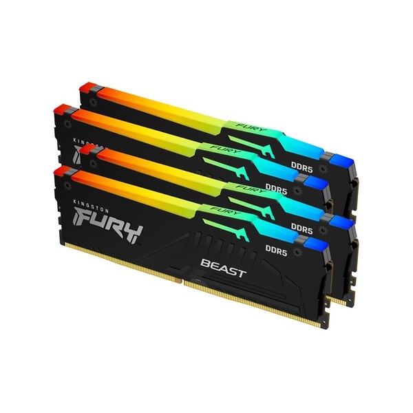 Kingston 128GB 5200MHz DDR-5 Fury Beast RGB (Kit! 4db 32GB) (KF552C40BBAK4-128) memória