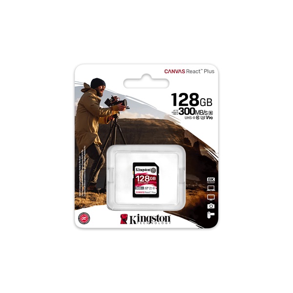 Kingston 128GB SD Canvas React Plus (SDXC Class 10 UHS-II U3) (SDR2/128GB) memóriakártya