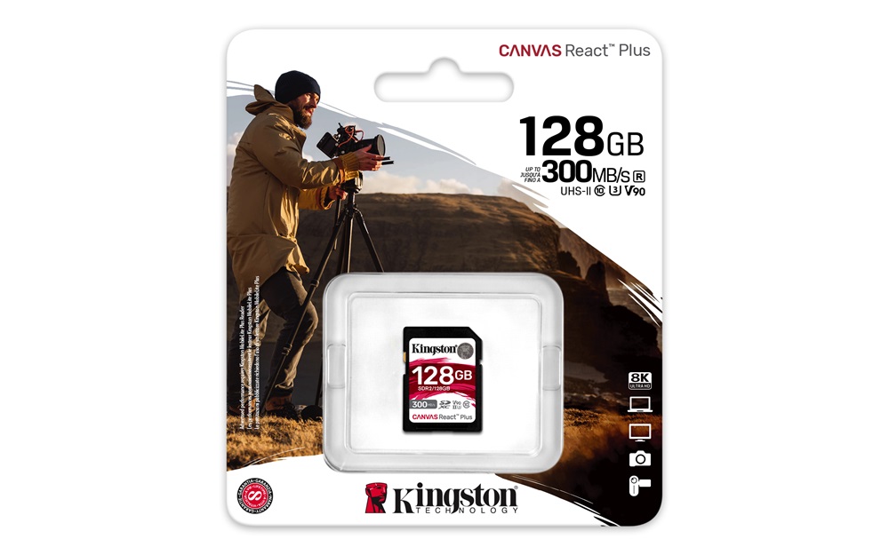 Kingston 128GB SD Canvas React Plus (SDXC Class 10 UHS-II U3) (SDR2/128GB) memóriakártya