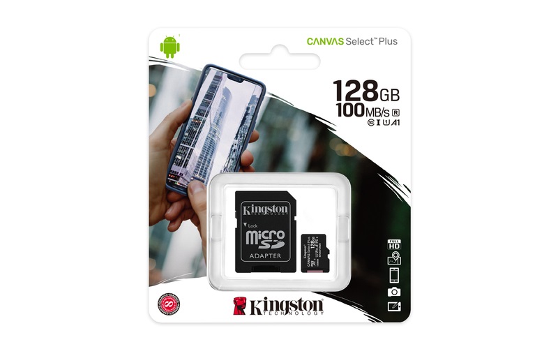 Kingston 128GB SD micro Canvas Select Plus (SDXC Class 10 A1) (SDCS2/128GB) memóriakártya adapterrel