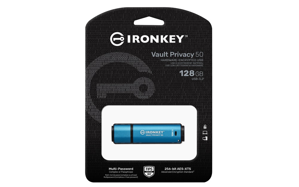 Kingston 128GB USB3.2 IronKey Vault Privacy 50 (IKVP50/128GB) Flash Drive