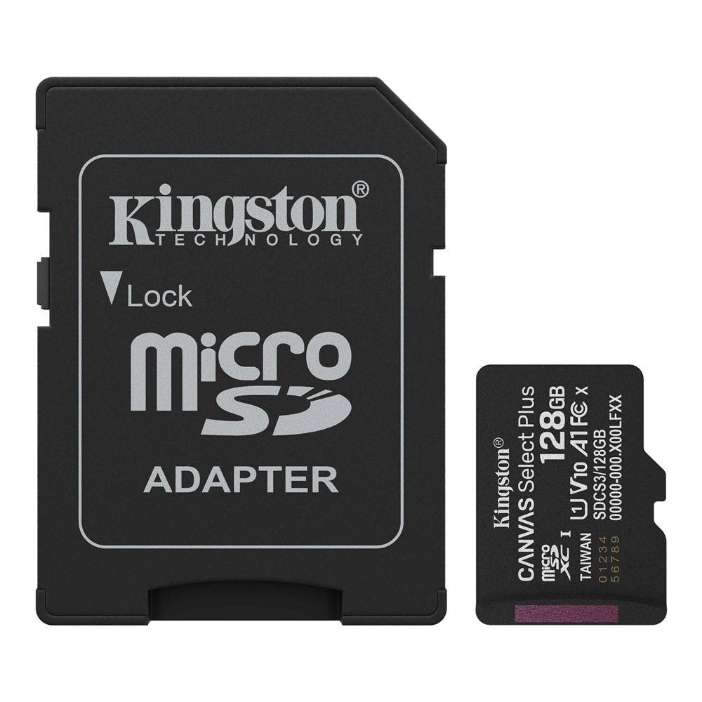 Kingston 128 SD micro Canvas Select Plus (SDXC Class 10 UHS-I U3) memória kártya adapterrel