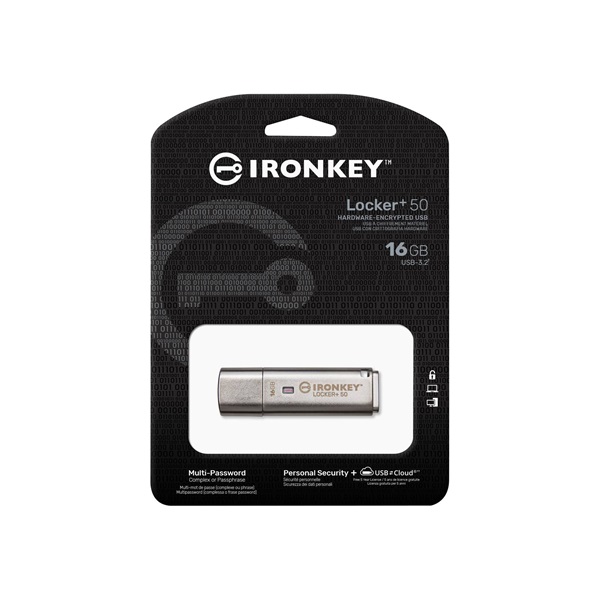 Kingston 16GB USB3.2 Gen1 A IronKey Locker+ 50 (IKLP50/16GB) Flash Drive