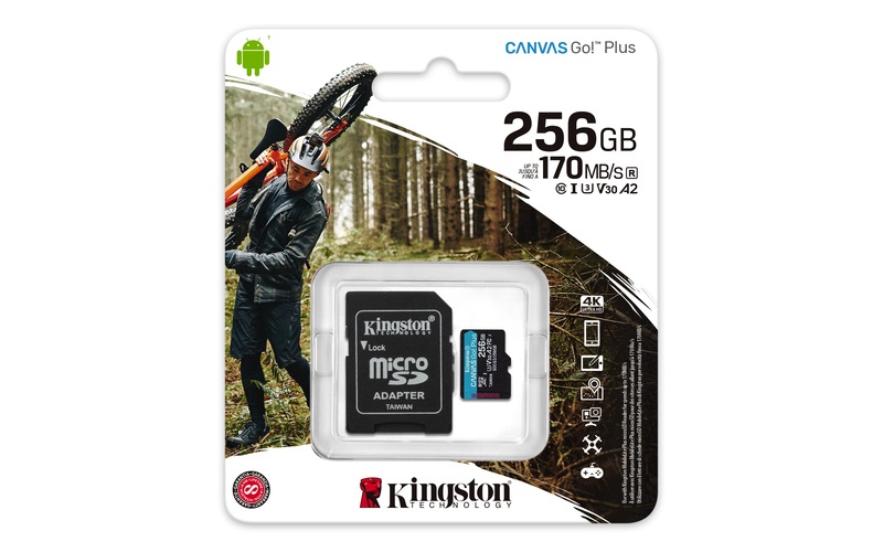 Kingston 256GB SD micro Canvas Go! Plus (SDXC Class 10 UHS-I U3) (SDCG3/256GB) memóriakártya adapterrel
