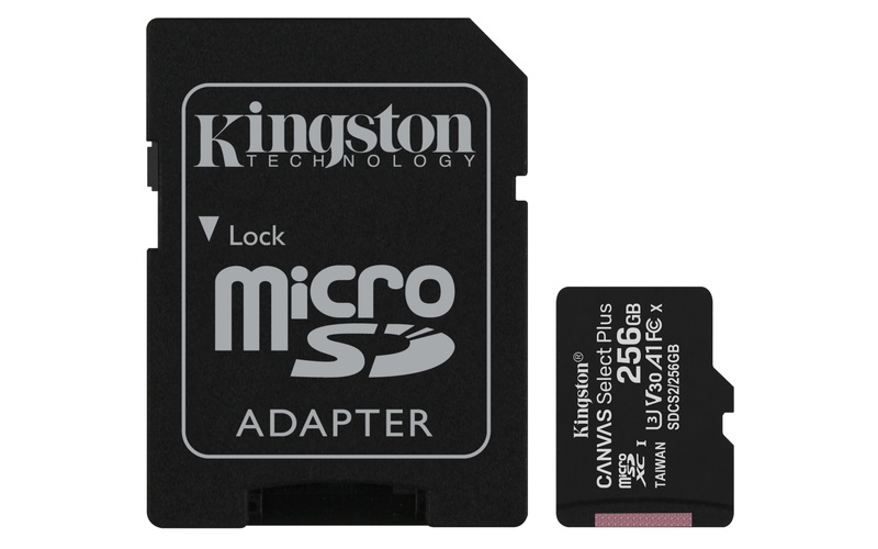 Kingston 256GB SD micro Canvas Select Plus (SDXC Class 10 A1) (SDCS2/256GB) memóriakártya adapterrel