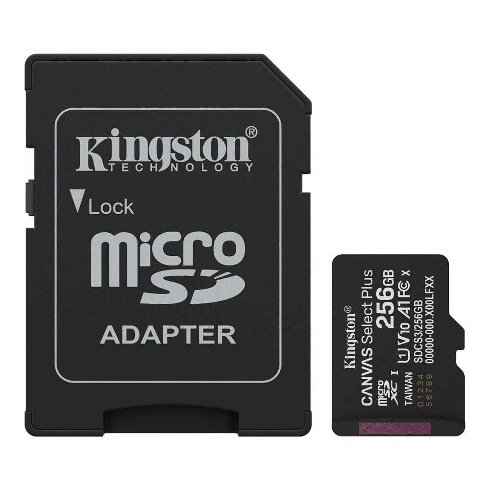 Kingston 256 SD micro Canvas Select Plus (SDXC Class 10 UHS-I U3) memória kártya adapterrel