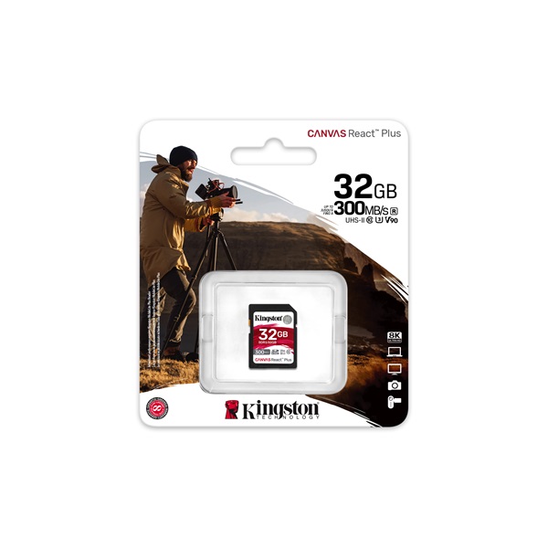 Kingston 32GB SD Canvas React Plus (SDHC Class 10  UHS-II U3) (SDR2/32GB) memóriakártya