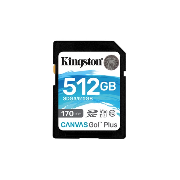 Kingston 512GB SD Canvas Go Plus (SDXC Class 10 UHS-I U3) (SDG3/512GB) memóriakártya