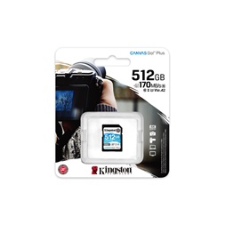 Kingston 512GB SD Canvas Go Plus (SDXC Class 10 UHS-I U3) (SDG3/512GB) memóriakártya
