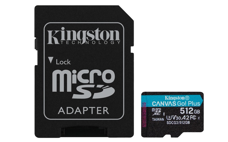 Kingston 512GB SD micro Canvas Go! Plus (SDXC Class 10 UHS-I U3) (SDCG3/512GB) memóriakártya adapterrel