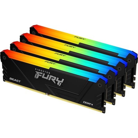 Kingston 64GB 3200MHz DDR-4 Fury Beast RGB (Kit! 4db 16GB) (KF432C16BB2AK4/64) memória