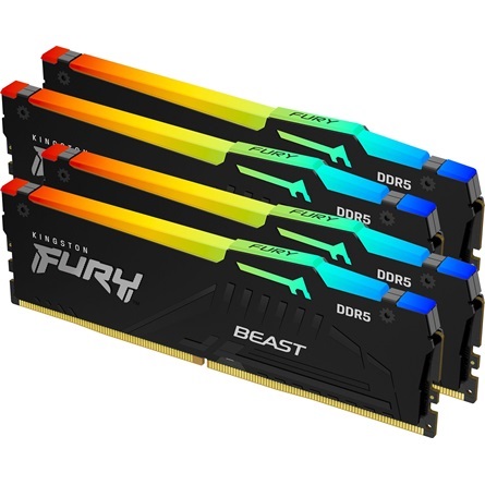 Kingston 64GB 5200MHz DDR-5 Fury Beast RGB (Kit! 4db 16GB) (KF552C40BBAK4-64) memória