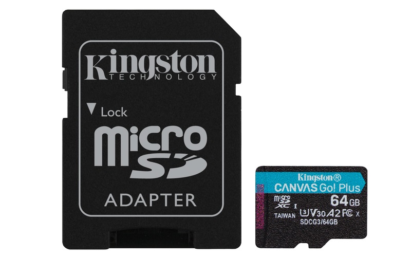 Kingston 64GB SD micro Canvas Go! Plus (SDXC Class 10  UHS-I U3) (SDCG3/64GB) memóriakártya adapterrel