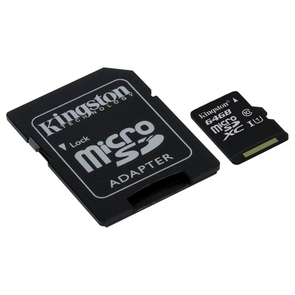 Kingston 64GB SD micro (SDXC Class 10  UHS-I) (SDC10G2/64GB) memóriakártya adapterrel
