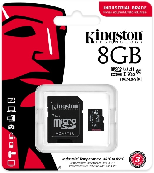 Kingston 8GB SD micro Industrial (SDHC Class 10 A1) (SDCIT2/8GB) memóriakártya + olvasó