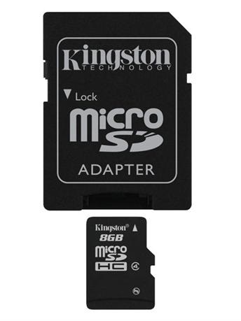 Kingston 8GB SD micro (SDHC Class 4) (SDC4/8GB) memóriakártya adapterrel