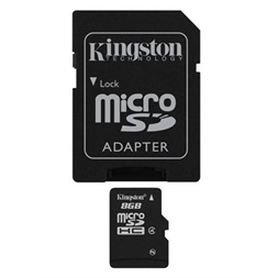 Kingston 8GB SD micro (SDHC Class 4) (SDC4/8GB) memóriakártya adapterrel