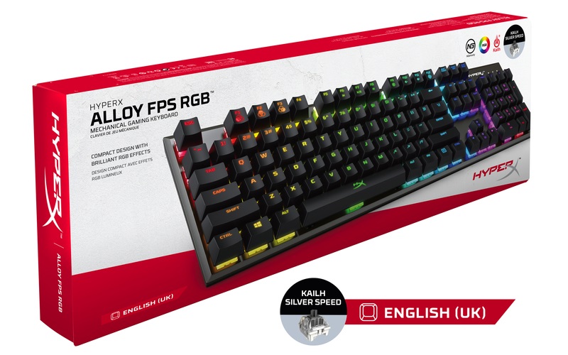 Kingston HyperX Alloy FPS (Kailh Silver Speed) UK RGB világító mechanikus gamer billentyűzet