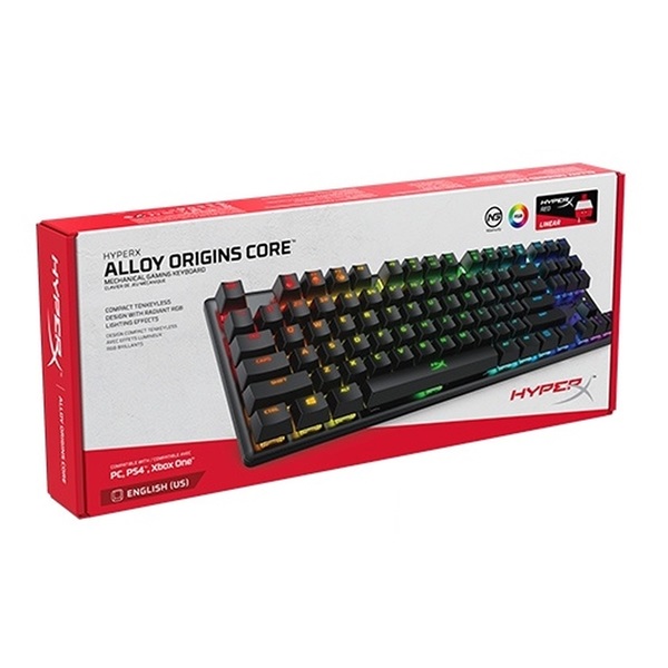 Kingston HyperX Alloy Origins (HyperX red) US világító mechanikus gamer billentyűzet