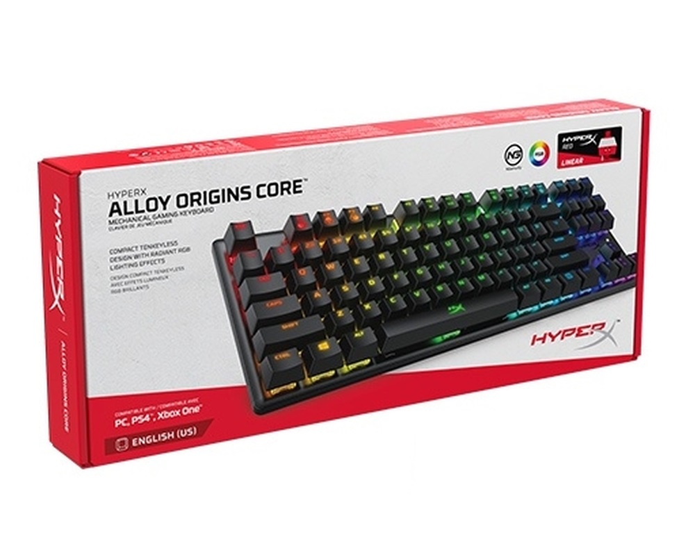Kingston HyperX Alloy Origins (HyperX red) US világító mechanikus gamer billentyűzet