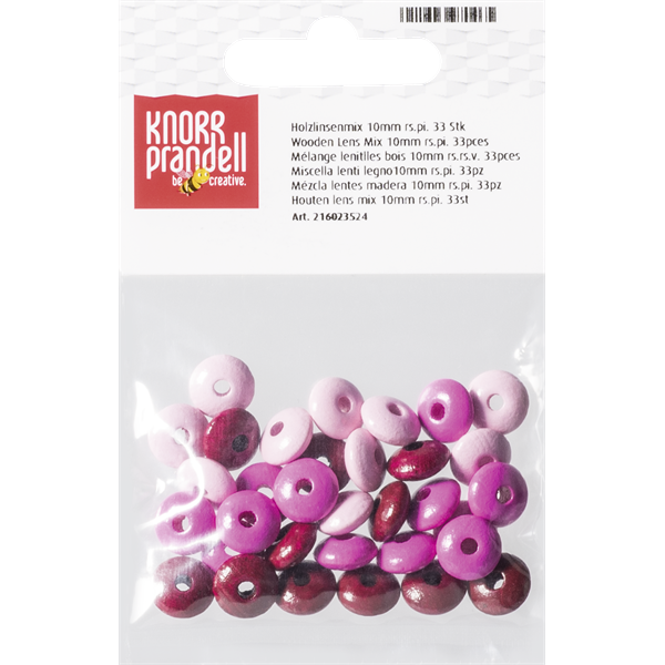 Knorr Prandell ovális 33 darabos pink fa gyöngy csomag