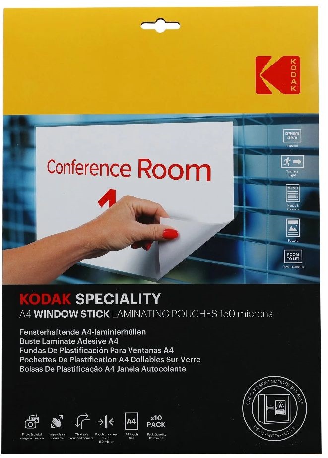 Kodak A4, 150 micron, 10 db/csomag üvegre tapadó fényes lamináló fólia