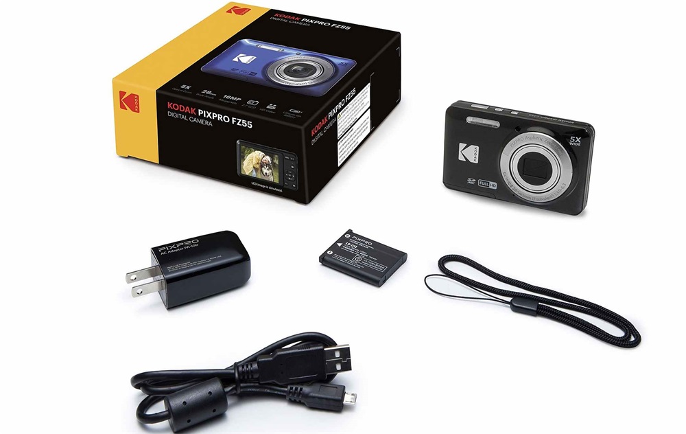 Kodak Pixpro FZ55 nagy teljesítményű kompakt fekete digitális fényképezőgép