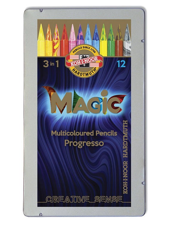 Koh-I-Noor 8772 Progresso Magic henger alakú 12db-os színesceruza készlet