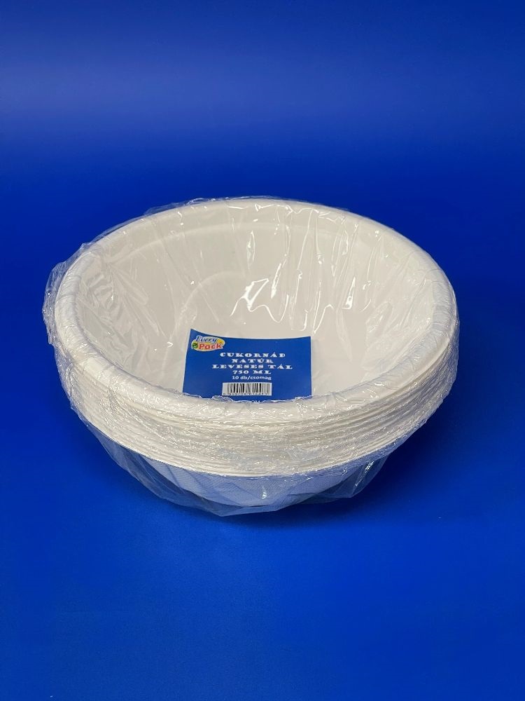Komp 14628 750ml 10db/csomag natúr cukornád leveses tál